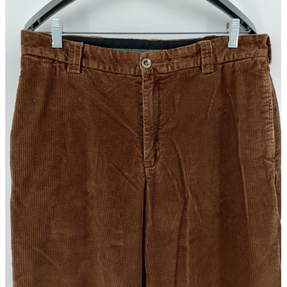 LL Bean Mens Corduroy Pants Chocolate Brown Classic‎ Fit Cotton Size 35 x 30 - Picture 2 of 11